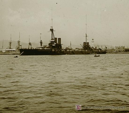 Fotograf&iacute;a antigua: BUQUE DE GUERRA. Puerto de Bracelona. Interesante foto de barco. Circa 1915