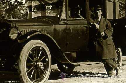 Fotografia antica: FOTO ESTEREOSCOPICA CRISTAL 60X130 AUTOMOBIL DE TURISMO CON RUEDAS MACIZAS