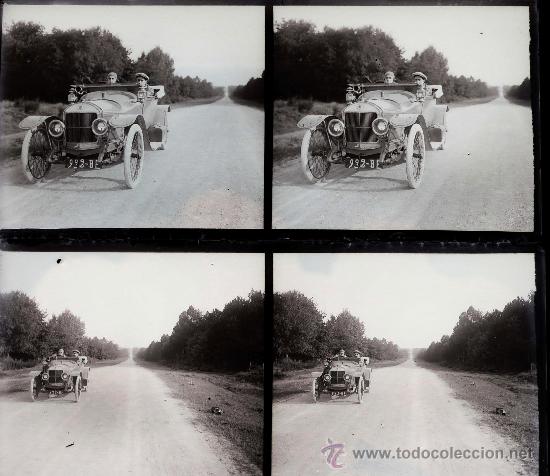 Fotograf&iacute;a antigua: Autom&oacute;vil. 1920's. La familia Carulla en su coche, Barcelona. 6 cristales negativos 13 x 5,6 cm