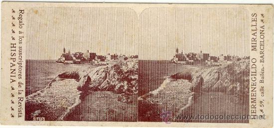 Fotografia antiga: (ES-45)VISTA ESTEREOSCOPICA DE SITGES-VISTA PARCIAL