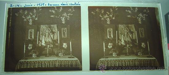 Fotografia antiga: ANTIGUA FOTOGRAFIA ESTEREOSCOPICA DE CRISTAL DE CAPILLA - CASA DE LUIS ANTON . JUNIO 1939 - GUERRA C