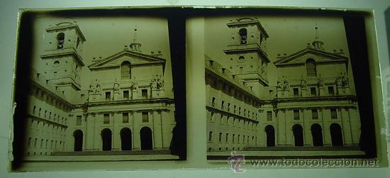 Fotografia antiga: ANTIGUA FOTOGRAFIA ESTEREOSCOPICA DE CRISTAL DE ESCORIAL - 4 DE JUNIO 1940 - IMPRESIONANTE - EXCELEN