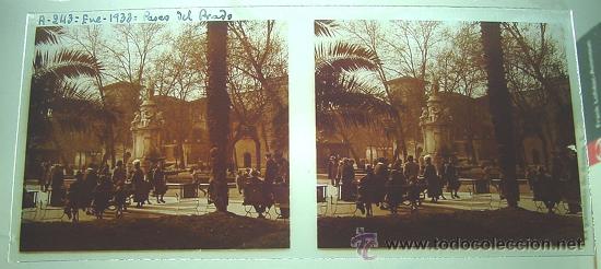 Fotografia antiga: ANTIGUA FOTOGRAFIA ESTEREOSCOPICA DE CRISTAL, POSITIVO - PASEO DEL PRADO - ENERO 1933 - EXCELENTE ES