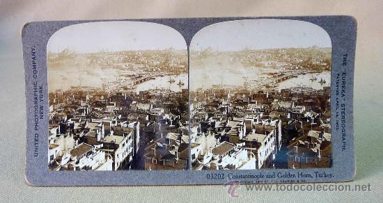 Antique Photography: FOTOGRAFIA, ESTEREOSCOPICA, CONSTANTINOPLE AND GOLDEN HORN, TURKEY, 1903, EUREKA STEREOGRAPH