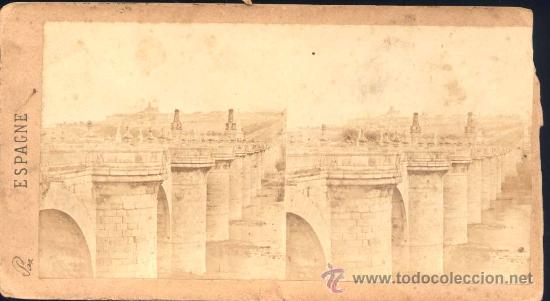 Fotografia antiga: FOTOGRAFIA ESTEREOSCOPICA DEL PUENTE DE TOLEDO (MADRID) N&ordm; 67SOBRE ALBUMINA