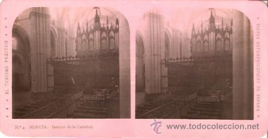 Fotograf&iacute;a antigua: FOTOGRAFIA ESTEORCOSPICA MURCIA INTERIOR DE LA CATEDRAL