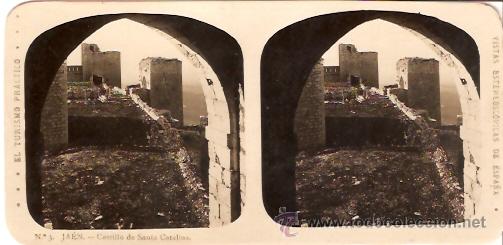 Fotograf&iacute;a antigua: FOTOGRAFIA ESTEORCOSPICA JAEN CASTILLO DE SANTA CATALINA