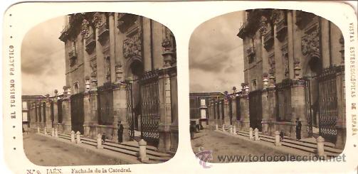 Fotograf&iacute;a antigua: FOTOGRAFIA ESTEORCOSPICA JAEN FACHADA DE LA CATEDRAL