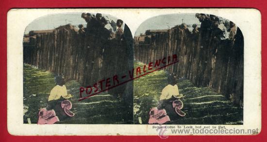 Antique Photography: FOTOGRAFIA ESTEREOSCOPICA, FOTO, ALGUNOS VIENEN A MIRAR PERO NO COMEN , ORIGINAL ,S99
