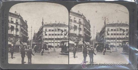 Fotografia antica: MADRID.- FOTOGRAF&Iacute;A ESTEREOSCOPICA DE LA PUERTA DEL SOL