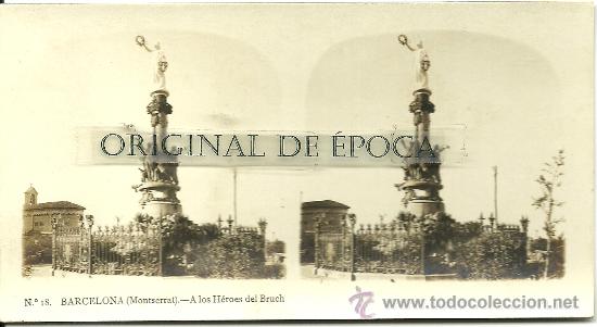 Fotografia antiga: (ES-92)FOTOGRAFIA ESTEREOSCOPICA DE MONTSERRAT-A LOS HEROES DEL BRUCH