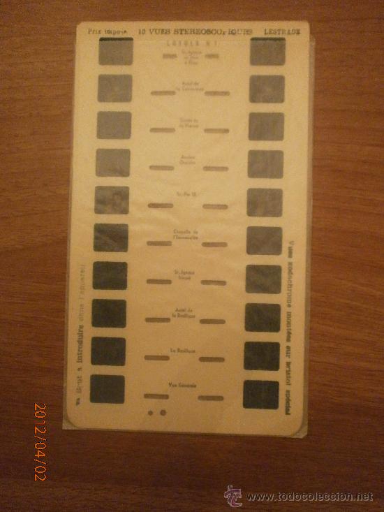 Fotografia antiga: CARTON DIAPOSITIVAS STEREOSCOPE LESTRADE LOYOLA N&ordm;1