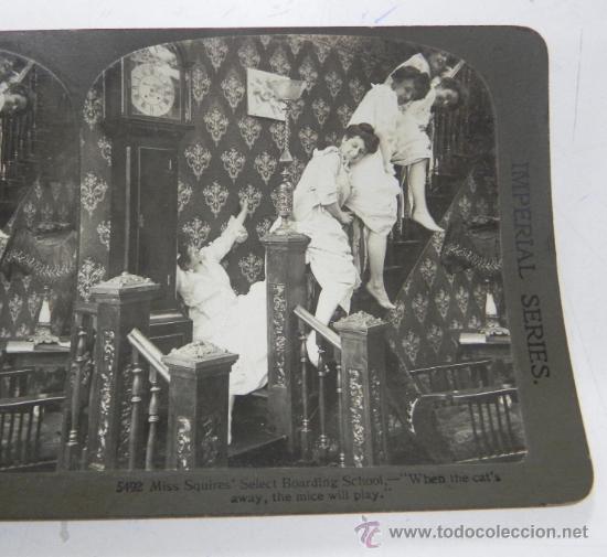 Antique Photography: ANTIGUA FOTOGRAFIA ESTEREOSCOPICA, N. 5492, TRAVESURAS DE MUCHACHAS, EL DIABLO SUELTO, PRINCIPIOS DE