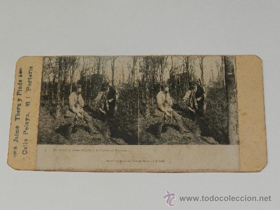 Antique Photography: (M-ALB2) VISTA ESTEREOSCOPICAEN 2 CARAS - CAZADOR , STEREO LE MERVEILLEUX , PARIS