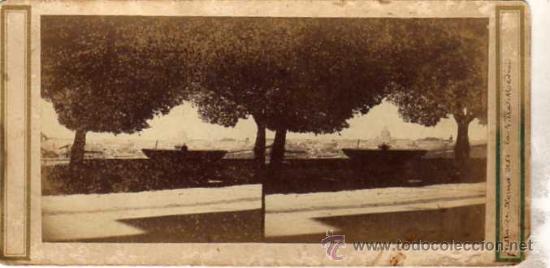 Fotografia antica: Esterosc&oacute;pica. Vista de Roma. la Villa Medichi. Albumina. 18 x 9 cm. no figura fotografo. Italia.