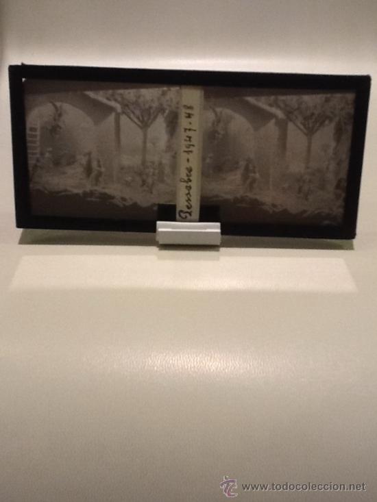 Alte Fotografie: Placa Estereoscopica Cristal (Foto Pessebre 1947)