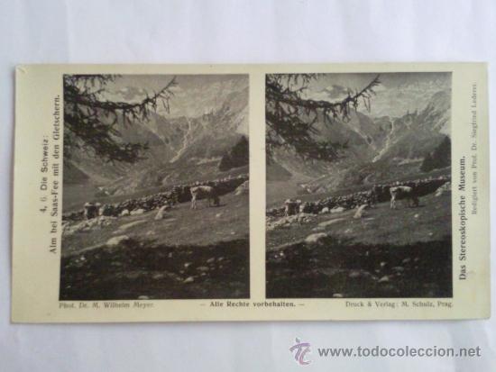 Fotografia antiga: ANTIGUA FOTOGRAFIA SUIZA, ALM BEI SAAS-FEE MIT DEN GLETSCHERN