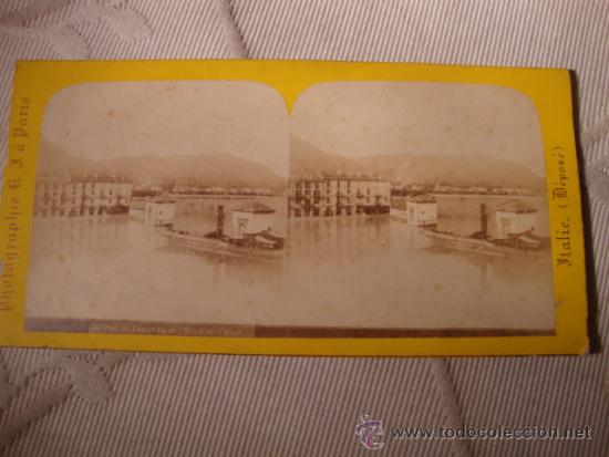 Fotografia antica: FOTOGRAFIA ESTEREOSCOPICA ORIGINAL, H.J. Par&iacute;s (c.1867), ITALIA, COME, HOTEL ST ANGE, S.XIX