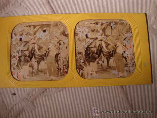 Photographie ancienne: FOTOGRAFIA ESTEREOSCOPICA ORIGINAL, ESCENA GENTES, ES DEL SIGLO XIX