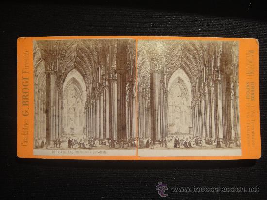 Fotografia antica: FOTOGRAFIA ESTEREOSCOPICA DE ITALIA-INTERIOR DE LA CATEDRAL DE MILAN