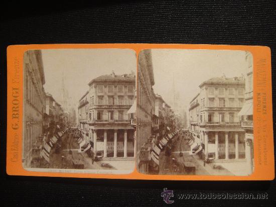 Fotografia antica: FOTOGRAFIA ESTEREOSCOPICA DE ITALIA-MILAN CORSO VITTORIO EMANUELE