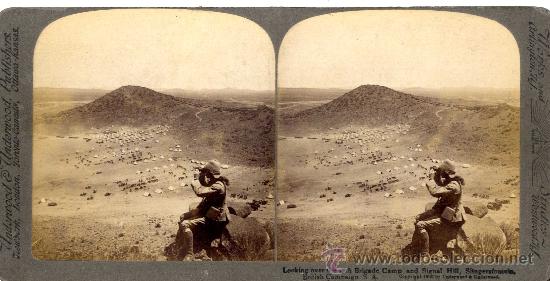 Photographie ancienne: SUD&Aacute;FRICA VISTA ESTEREOSC&Oacute;PICA CAMPAMENTO SLINGERSFONTEIN 1900