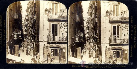 Fotografia antiga: ITALIA, NAPOLES BELLA VISTA ESTEREOSC&Oacute;PICA 1.900