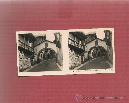 Fotografia antiga: 01446 FOTOGRAFIA ESTEREOSCOPICA PUEBLO ESPA&Ntilde;OL calle de caballeros EB serie III fot Codina