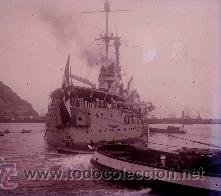 Fotografia antiga: Buque aleman. Acorazado. Puerto de Barcelona. c. 1915
