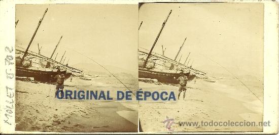 Fotografia antica: (ES-702)FOTOGRAFIA ESTEREOSCOPICA DE ???-BARCAS PESQUERAS