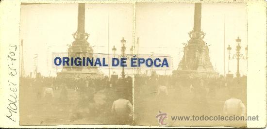 Fotografia antiga: (ES-703)FOTOGRAFIA ESTEREOSCOPICA DE BARCELONA-MONUMENTO A COLON