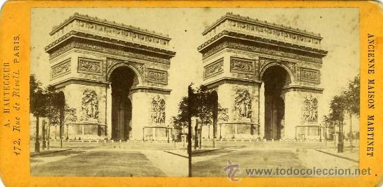 Antique Photography: VISTA ESTEROSCOPICA PARIS FRANCIA SIGLO XIX ARCO  DEL TRIUNFO