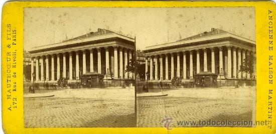Fotografia antiga: VISTA ESTEROSCOPICA PARIS FRANCIA SIGLO XIX LA BOLSA