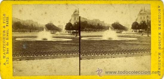 Fotografia antiga: VISTA ESTEROSCOPICA PARIS FRANCIA SIGLO XIX CAMPOS ELISEOS