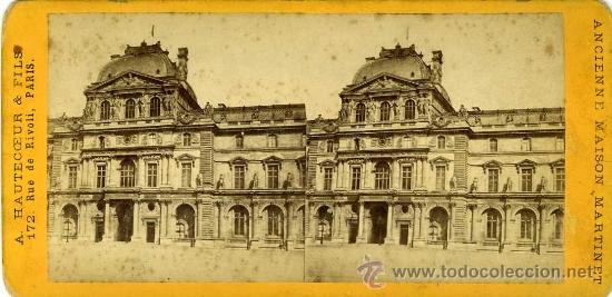 Fotografia antiga: VISTA ESTEROSCOPICA PARIS FRANCIA SIGLO XIX MUSEO DEL LOUVRE