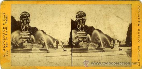 Fotografia antica: VISTA ESTEROSCOPICA PARIS FRANCIA SIGLO XIX FUENTE LUXEMBURGO