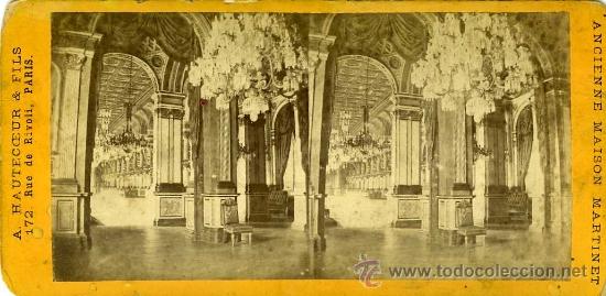 Fotografia antica: VISTA ESTEROSCOPICA PARIS FRANCIA SIGLO XIX GALERIA HOTEL DE VILLE