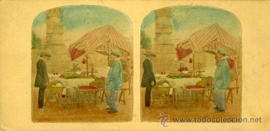 Antique Photography: VISTA ESTEREOSCOPICA PUESTO DE LA COMPRA