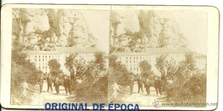 Fotografia antiga: (ES-114)FOTOGRAFIA ESTEREOSCOPICA DE MONTSERRAT-CAMINO DE LA CUEVA DE FRAY GARI