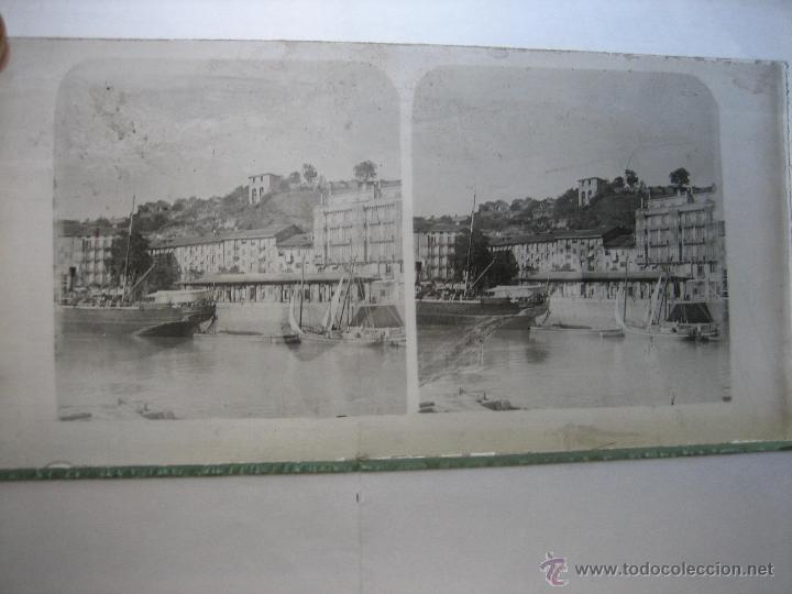 Fotografia antiga: ESTEREOSCOPIA EN CRISTAL DE BILBA0 , FINAL SIGLO XIX, MUELLE DE SENDEJA, JUNTO AL AYUNTAMIENTO.