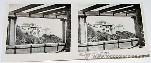 Fotografia antica: ANTIGUA FOTO  ESTEREOSCOPICA DE LA COSTA BRAVA - S&acute;AGARO - 6 X 13 CMS - RELLEY - EL ESCANER TOMADO N