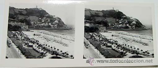 Fotografia antiga: ANTIGUA FOTO  ESTEREOSCOPICA DE SAN SEBASTIAN - 6 X 13 CMS - RELLEY - EL ESCANER TOMADO NO HACE JUST