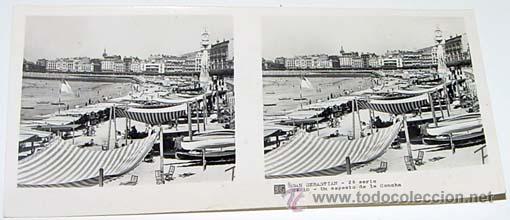 Fotografia antiga: ANTIGUA FOTO  ESTEREOSCOPICA DE SAN SEBASTIAN - 6 X 13 CMS - RELLEY - EL ESCANER TOMADO NO HACE JUST