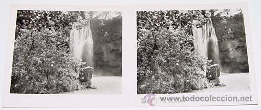 Fotografia antica: ANTIGUA FOTO ESTEREOSCOPICA DE MONASTERIO DE PIEDRA - 6 X 13 CMS - RELLEY - EL ESCANER TOMADO NO HAC