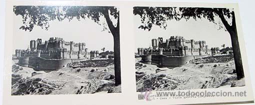 Fotografia antica: ANTIGUA FOTO ESTEREOSCOPICA DE CASTILLOS DE ESPA&Ntilde;A - COCA - 6 X 13 CMS - RELLEY - EL ESCANER TOMADO