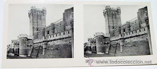 Fotografia antica: ANTIGUA FOTO ESTEREOSCOPICA DE CASTILLOS DE ESPA&Ntilde;A - LA MOTA - 6 X 13 CMS - RELLEY - EL ESCANER TOMA