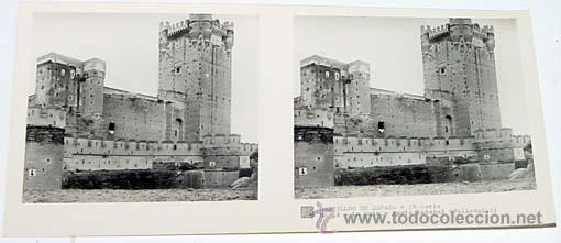 Fotografia antica: ANTIGUA FOTO ESTEREOSCOPICA DE CASTILLOS DE ESPA&Ntilde;A - LA MOTA - 6 X 13 CMS - RELLEY - EL ESCANER TOMA