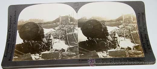 Fotografia antiga: RUINAS DE LA RED FERROVIARIA - ED. KEYSTONE VIEW COMPANY - MADE IN U.S.A - MIDE 18 X 9 CMS.