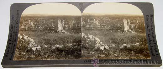 Fotografia antiga: RUINAS CERCA DE REIMS (FRANCIA) - ED. KEYSTONE VIEW COMPANY - MADE IN U.S.A - MIDE 18 X 9 CMS.