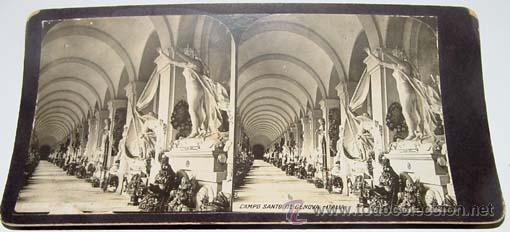 Antique Photography: ANTIGUA ESTEREOSCOPIA DEL CAMPO SANTO DE GENOVA (ITALIA) - MIDE 18X9 CMS.
